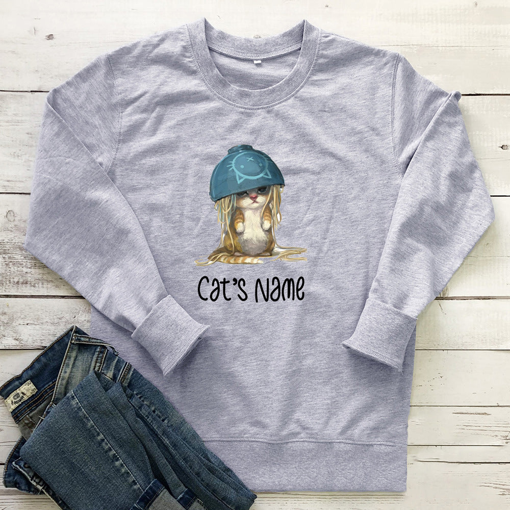 Cat's name cat noodle printed hoodie