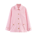 Loose multi pocket decorative plaid short jacket for women's clothing