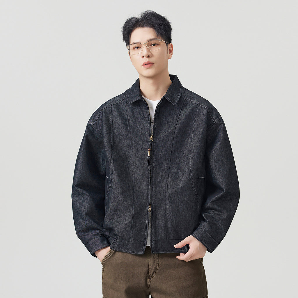 Men's Casual Raw Denim Turn-down Collar Jacket