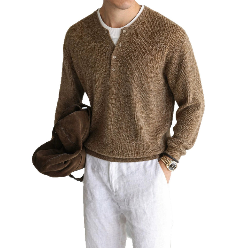 Round neck long sleeved pullover sweater
