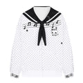 Polka Dot Zipper Sailor Collar Loose Fit Hoodie Jacket