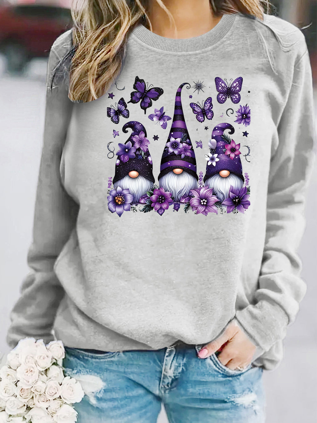 Round neck fleece hoodie