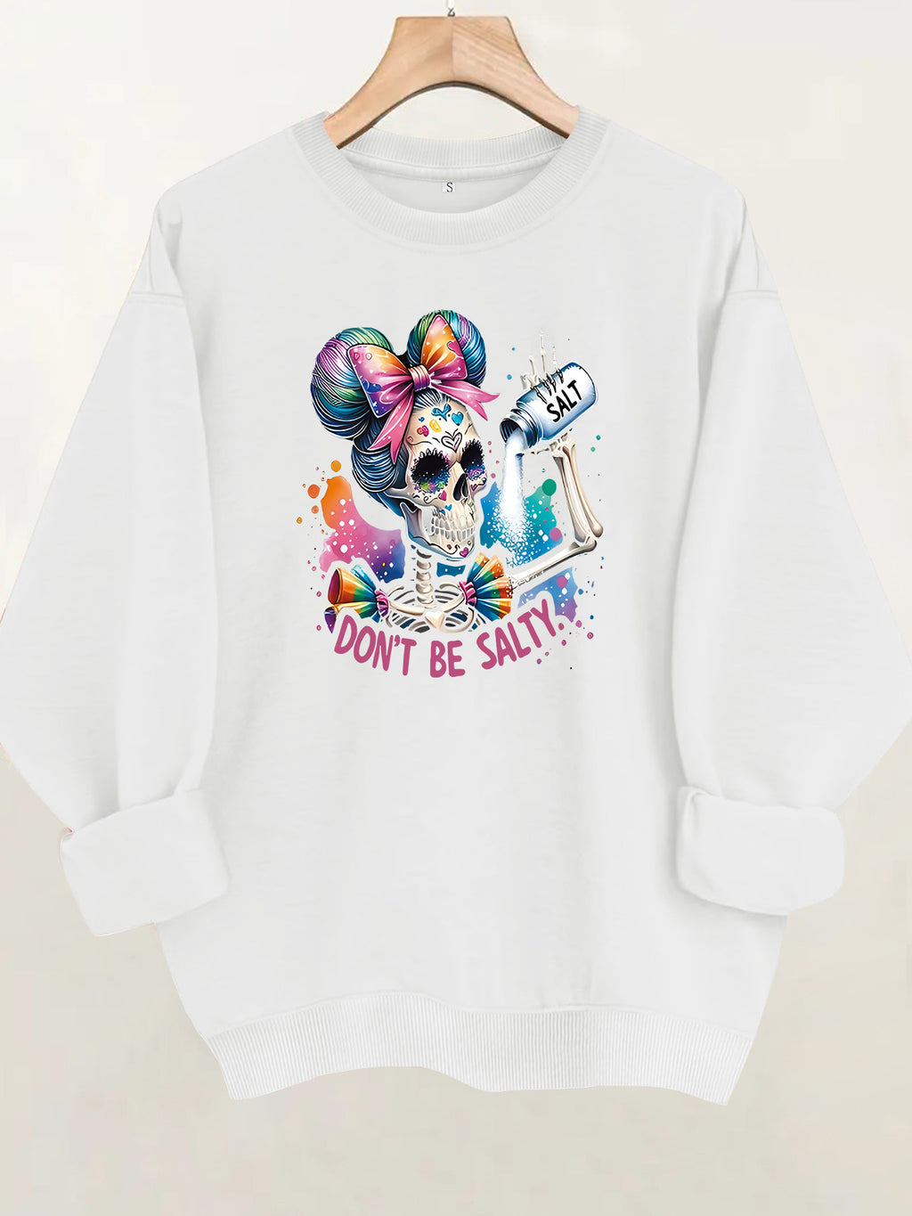 Printed round neck fleece hoodie