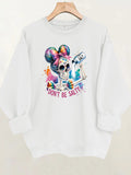 Printed round neck fleece hoodie