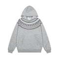 Geometric Fair Isle Pattern Long Sleeve Hooded Pullover Sweatshirt