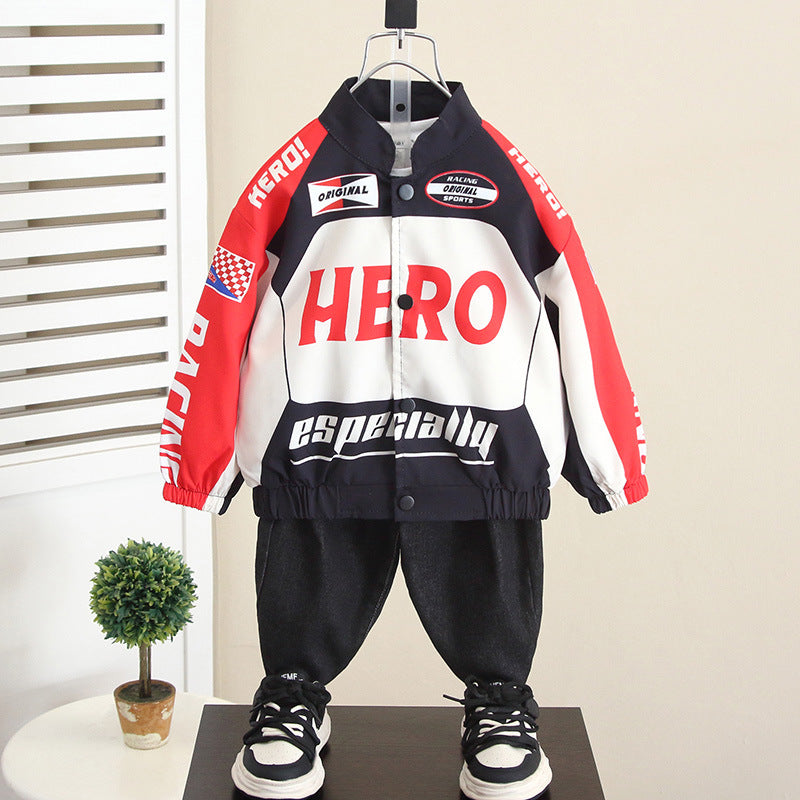 Boys Streetwear Motorcycle Jacket Cool Hip Hop Outerwear