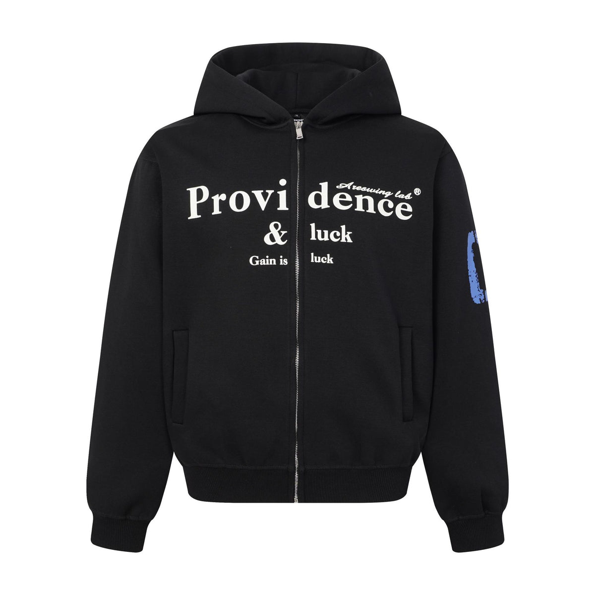 Letter Print Zip Up Hoodie Drop Shoulder Loose Fit Unisex Jacket