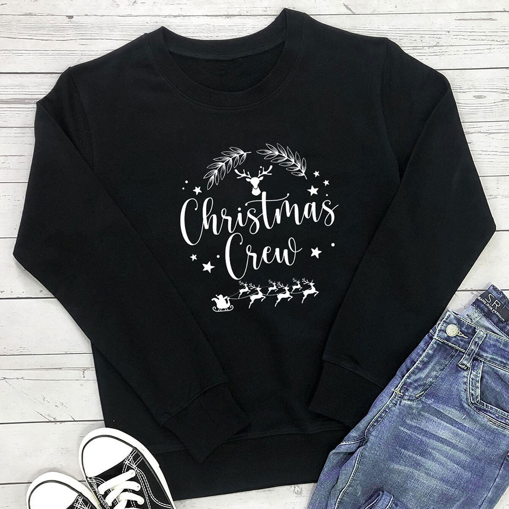 Christmas reindeer print hoodie with letters
