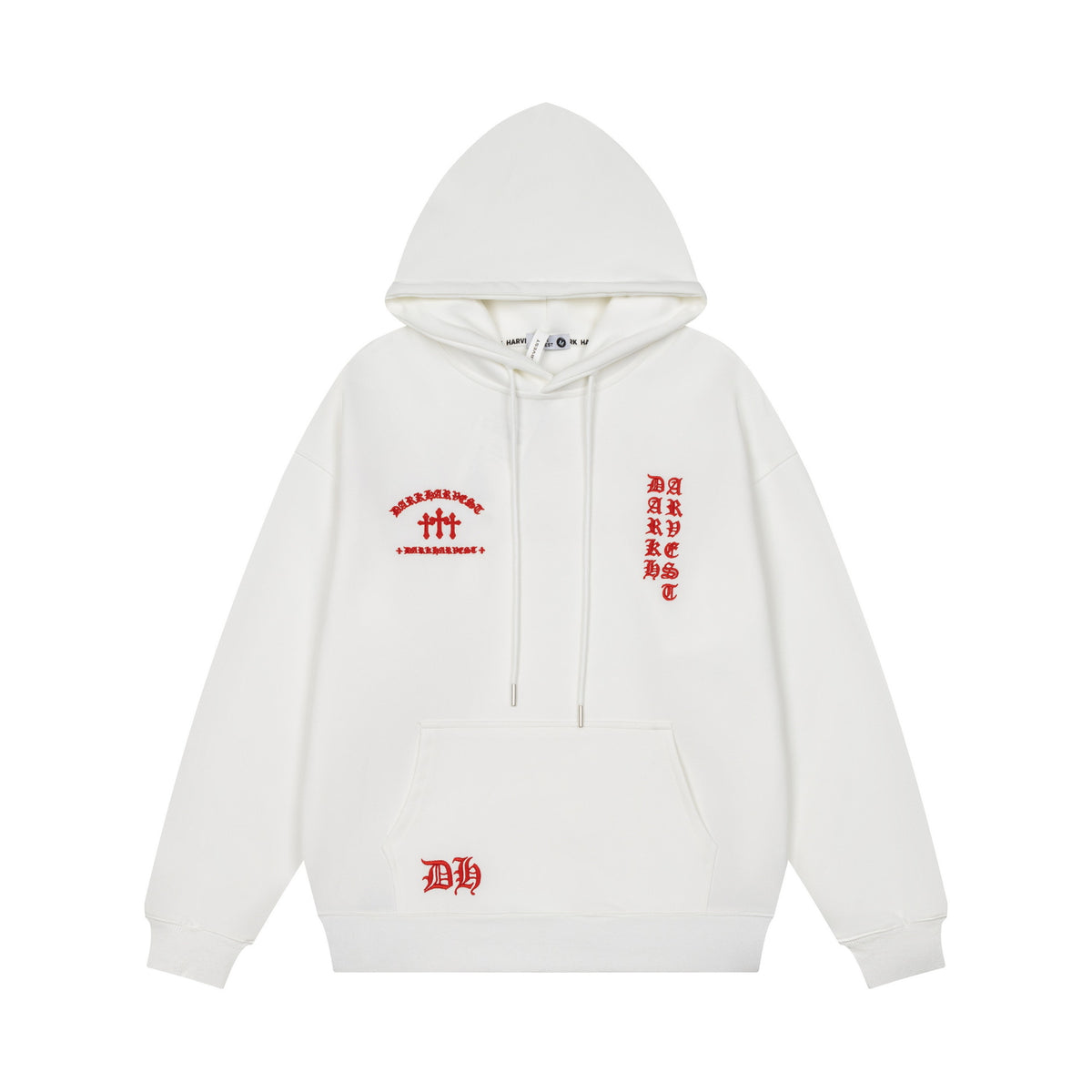 High Street Gothic Vintage Letter Embroidery Hooded Oversized Pullover Sweatshirt