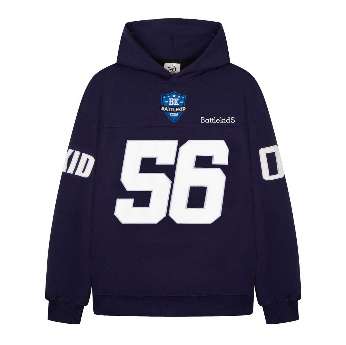 Digital Embroidery Drop Shoulder Color Block Letter Emblem Casual Pullover Hoodie for Women