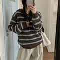 Contrast striped hooded sweater