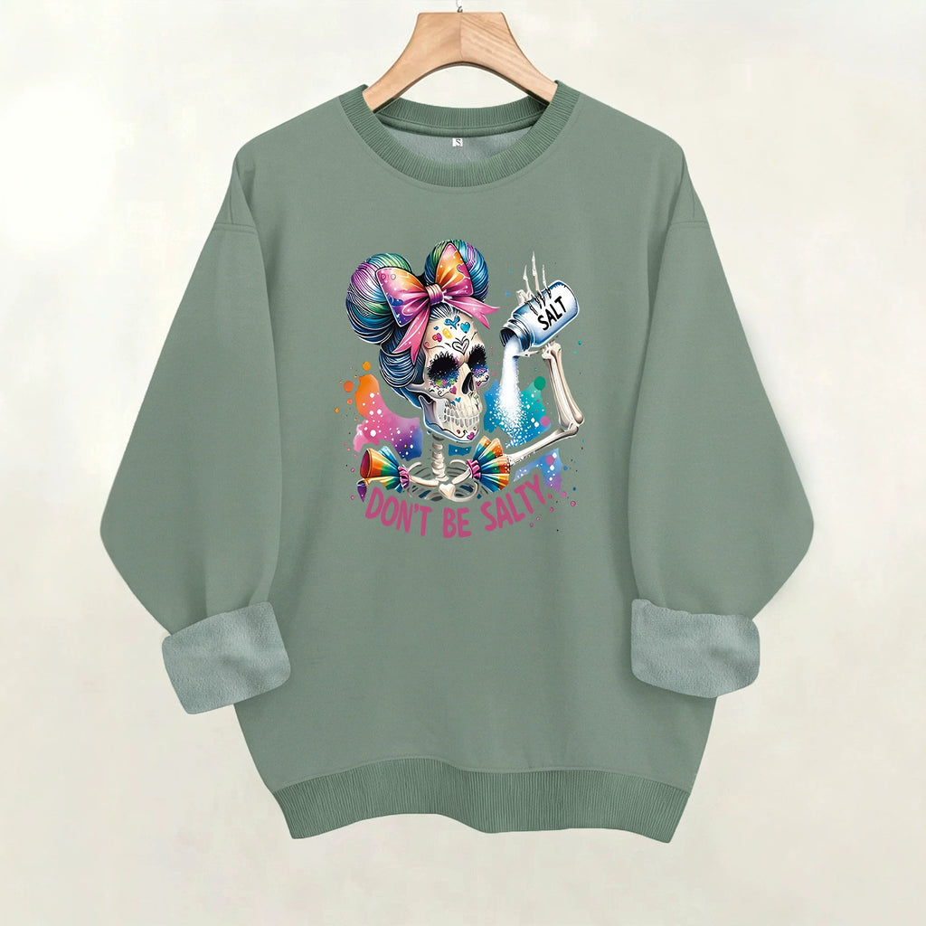 Printed round neck fleece hoodie