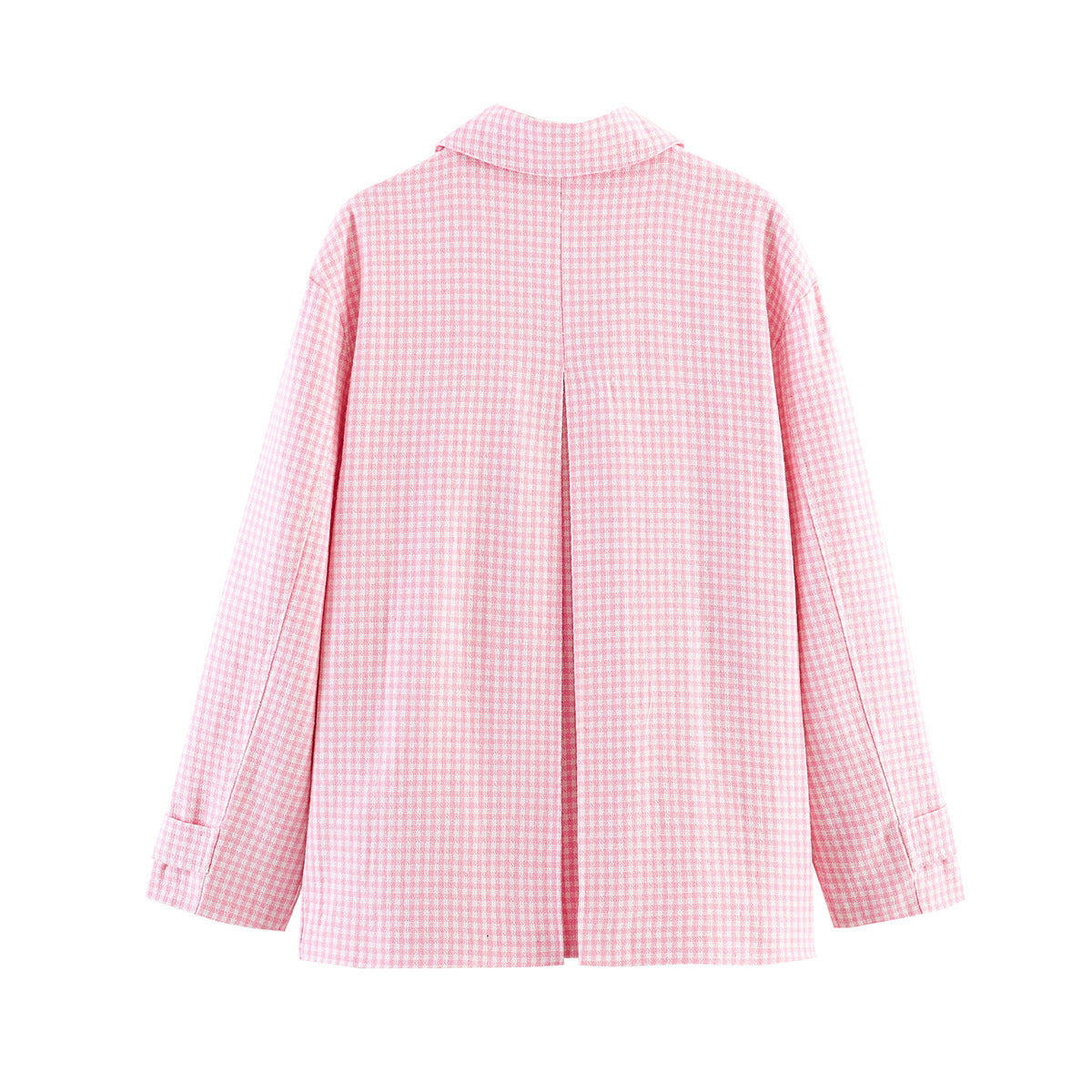 Loose multi pocket decorative plaid short jacket for women's clothing