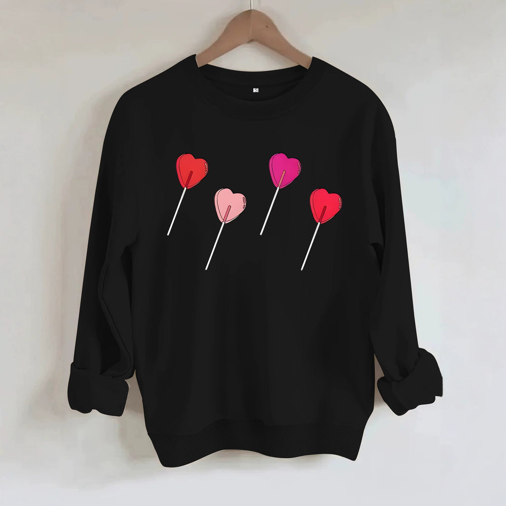 Pink heart-shaped balloon printed sweatshirt