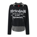 Gothic Letter Print Long Sleeve Halter Off-shoulder Women's Top