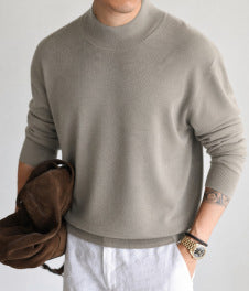 Half high neck long sleeved pullover sweater