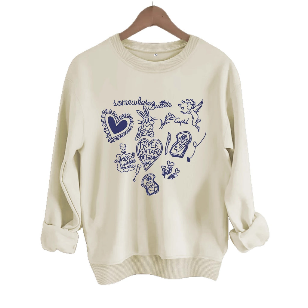 Round neck long sleeved sweatshirt