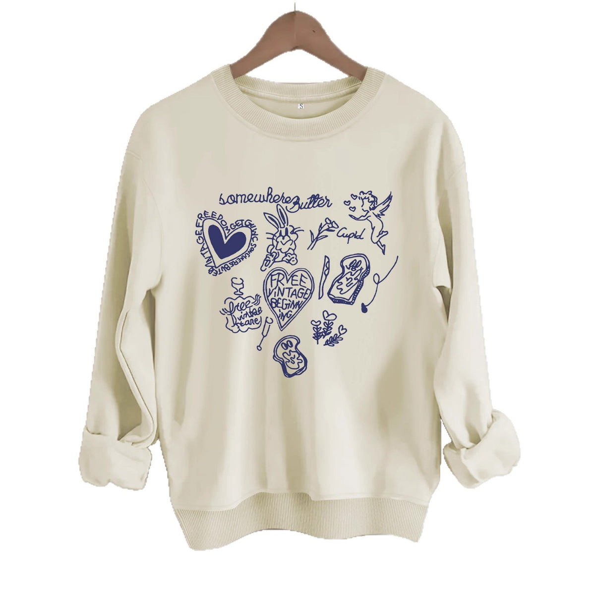 Round neck long sleeved sweatshirt