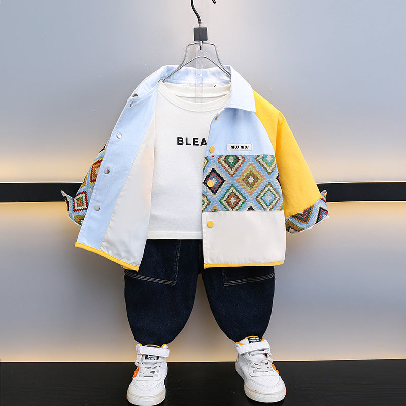 Boys Spring Autumn Lightweight Fashion Open Front Cardigan Jacket