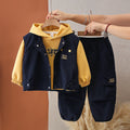 Boys Autumn Casual Vest Three-Piece Set, Trendy Street Style Cargo Workwear Outfit