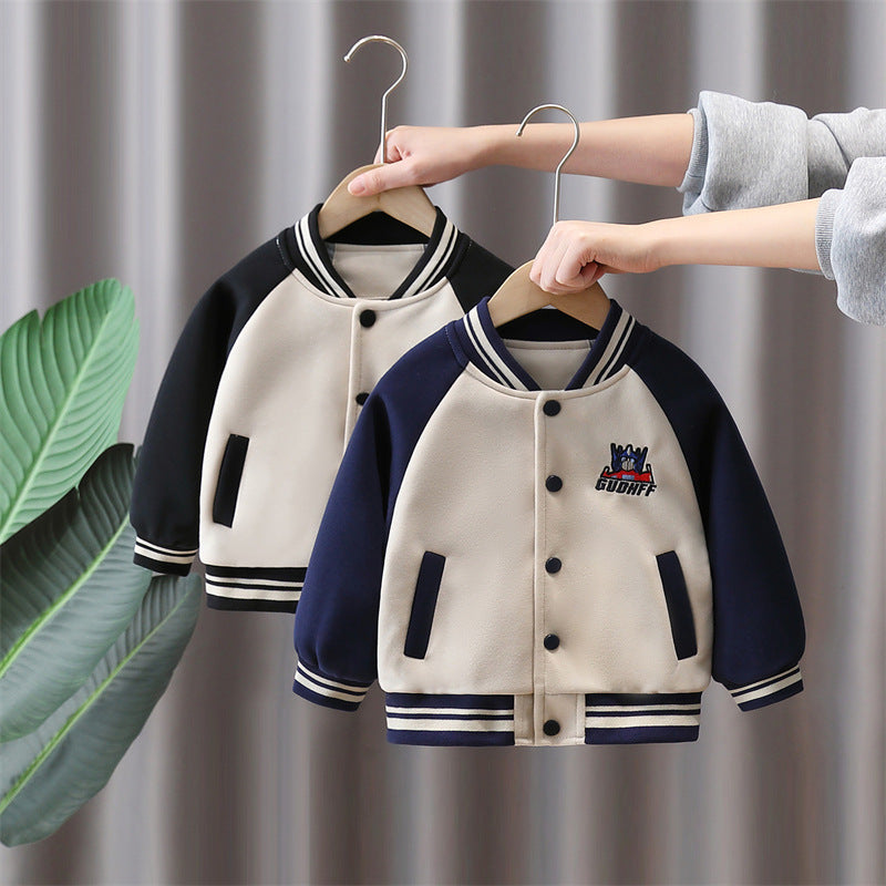 Boys Spring Autumn Baseball Jacket Casual Kids Outerwear