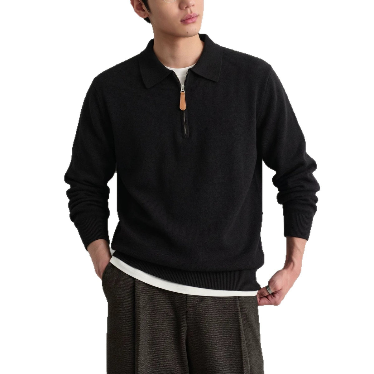 Half zip Polo collar sweater