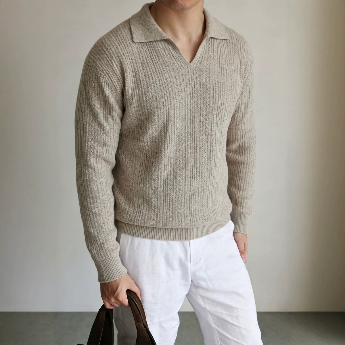 Collar long sleeved woolen man