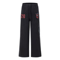 Washed Distressed Loose Straight Leg Sweatpants with Badge