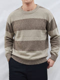 Striped contrasting round neck sweater