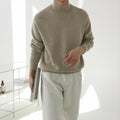 Half high neck long sleeved pullover sweater