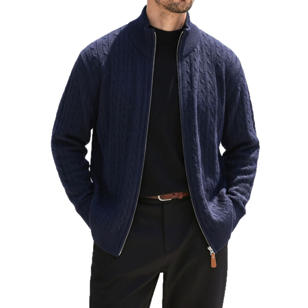 Cardigan stand up collar sweater