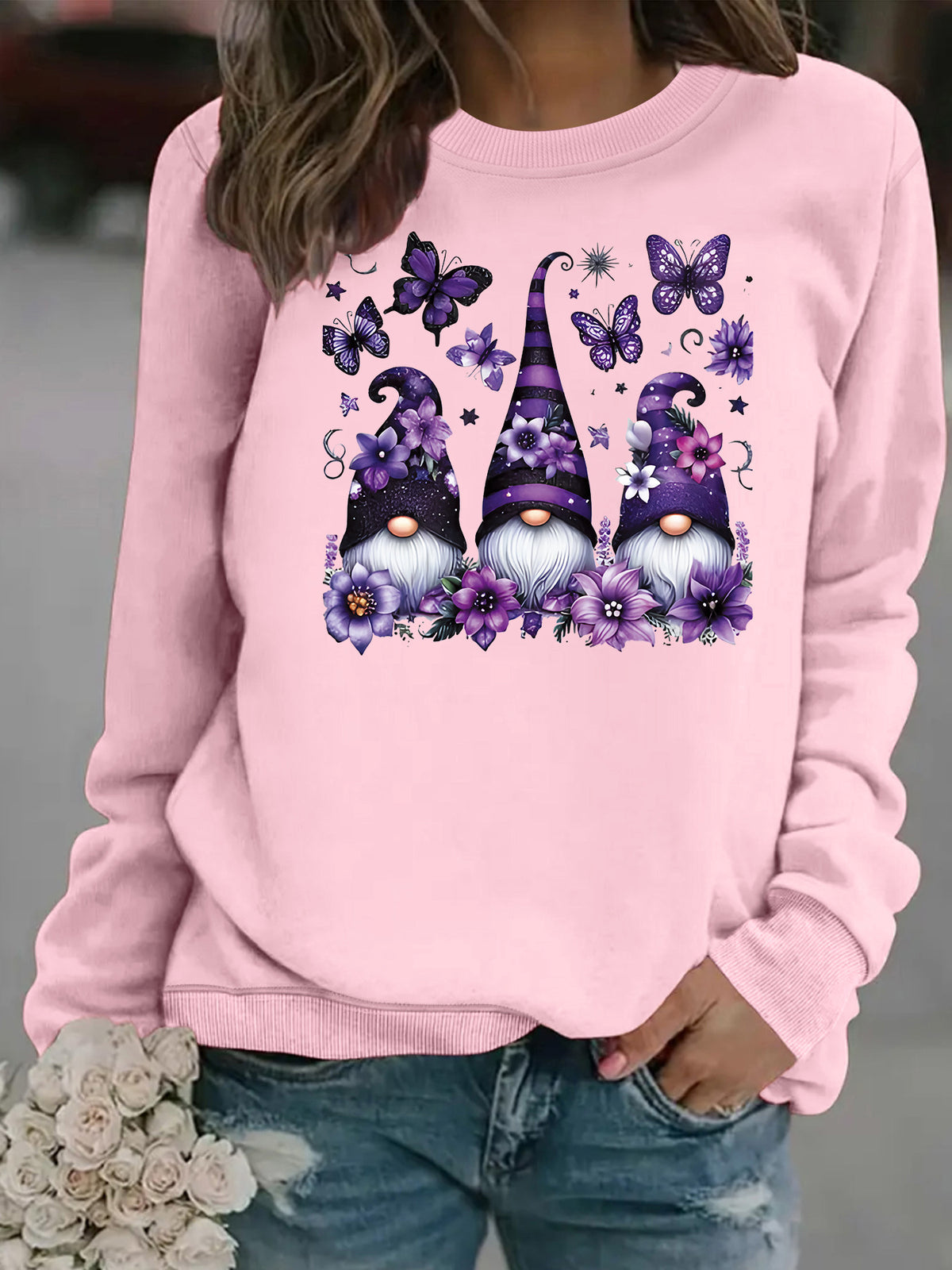 Round neck fleece hoodie