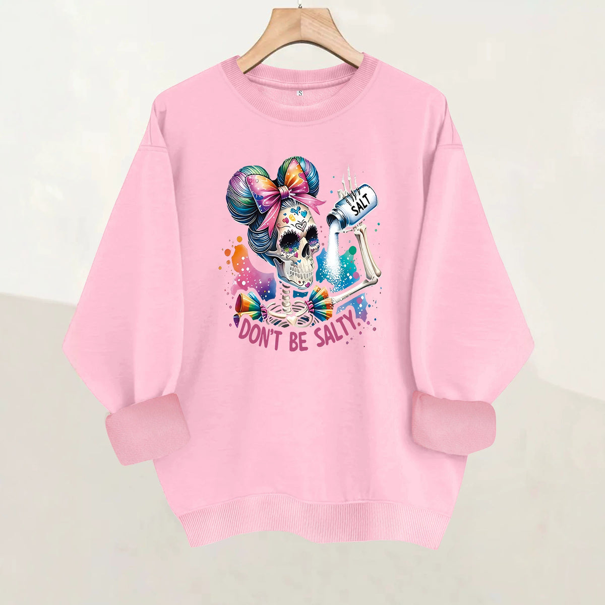 Printed round neck fleece hoodie
