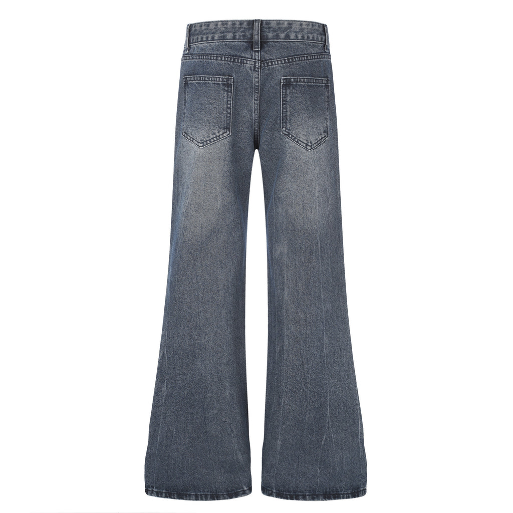 Distressed Wash Rhinestone High Waist Micro Flare Jeans for Women