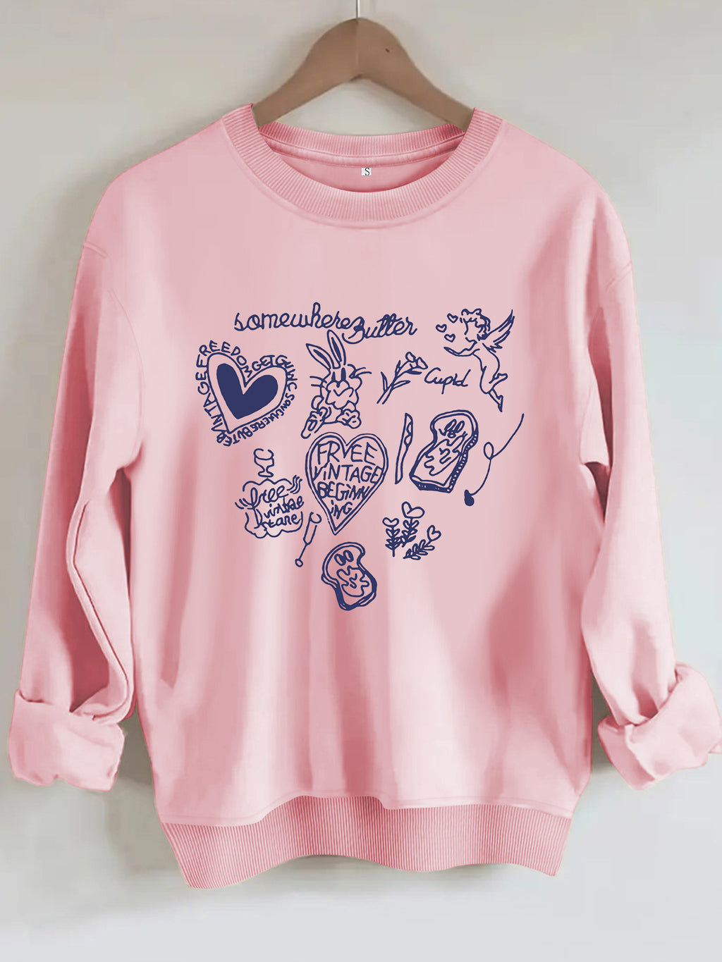 Round neck long sleeved sweatshirt