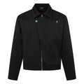 Men's Turquoise Finish Button Lapel Asymmetrical Workwear Jacket