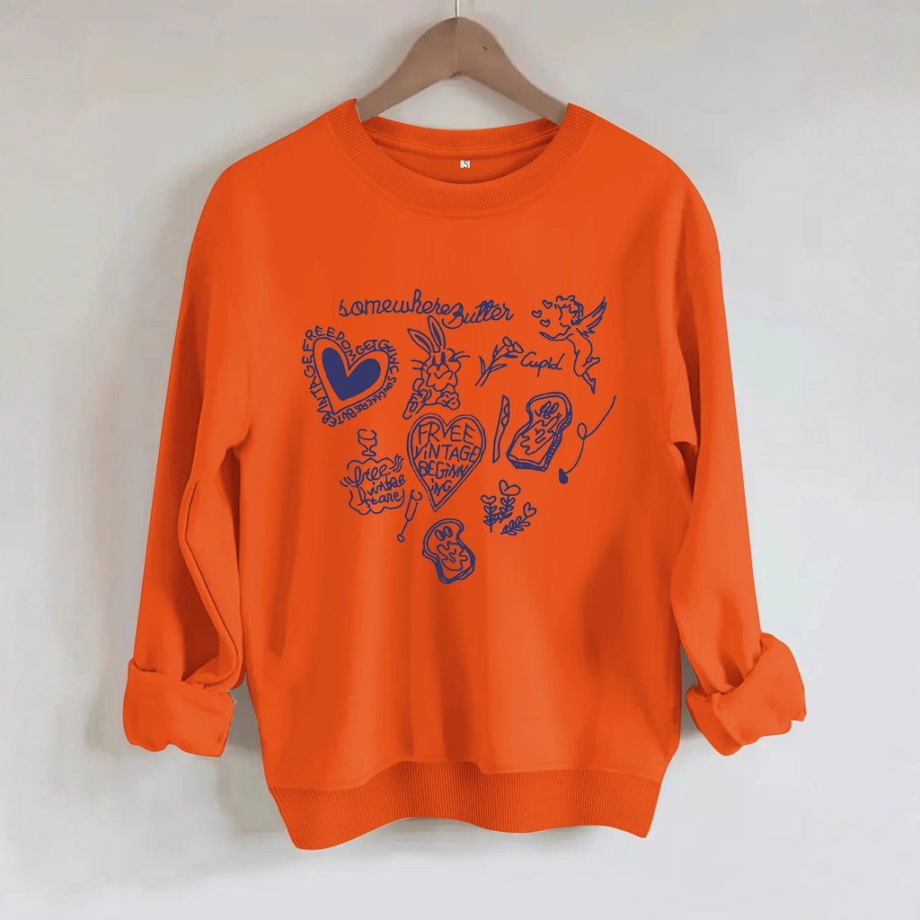 Round neck long sleeved sweatshirt