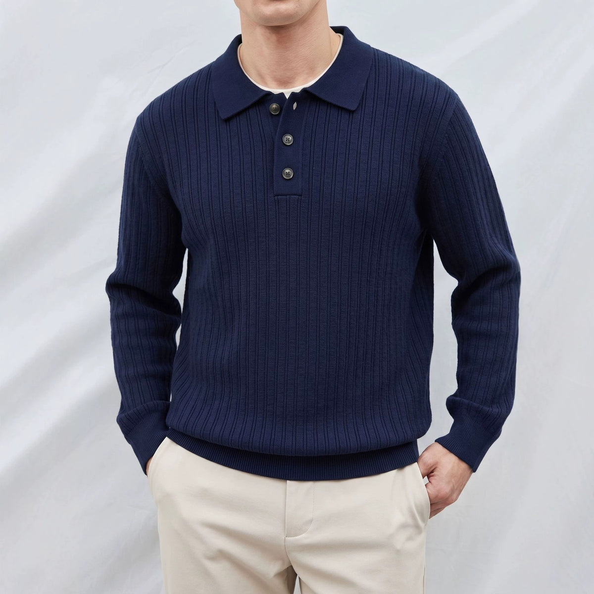 Collar long sleeved sweater