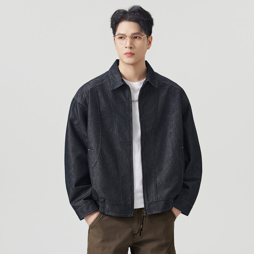 Men's Casual Raw Denim Turn-down Collar Jacket