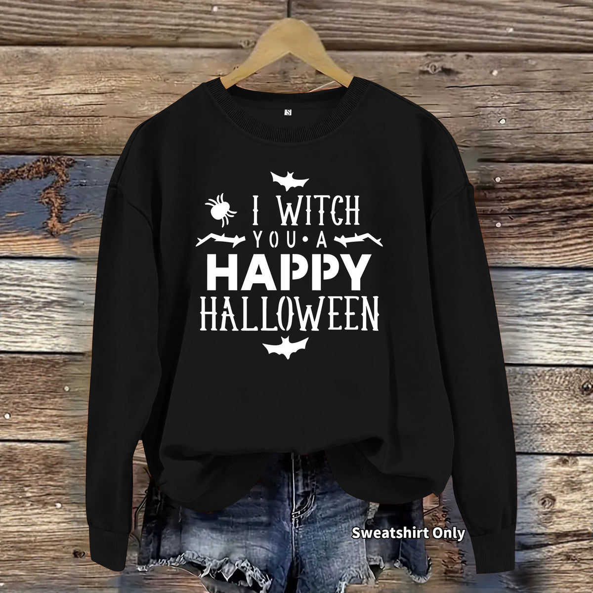 Printed round neck fleece hoodie