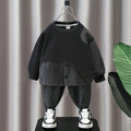 Boys Spring Autumn Patchwork Stripe Two-Piece Set