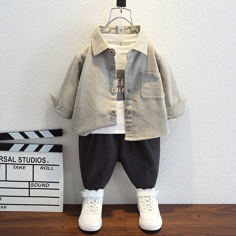 Boys Spring Autumn Casual Jacket And Pants Set