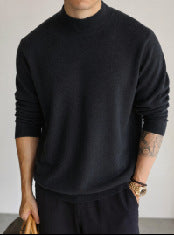 Half high neck long sleeved pullover sweater