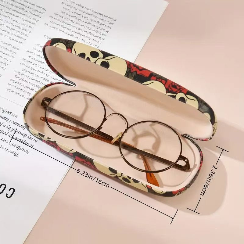 Premium Anti-Crush Eyeglass Case with Mexican Skull  Rose Pattern | Hard Protective Cover for Sunglasses  Prescription Glasses
