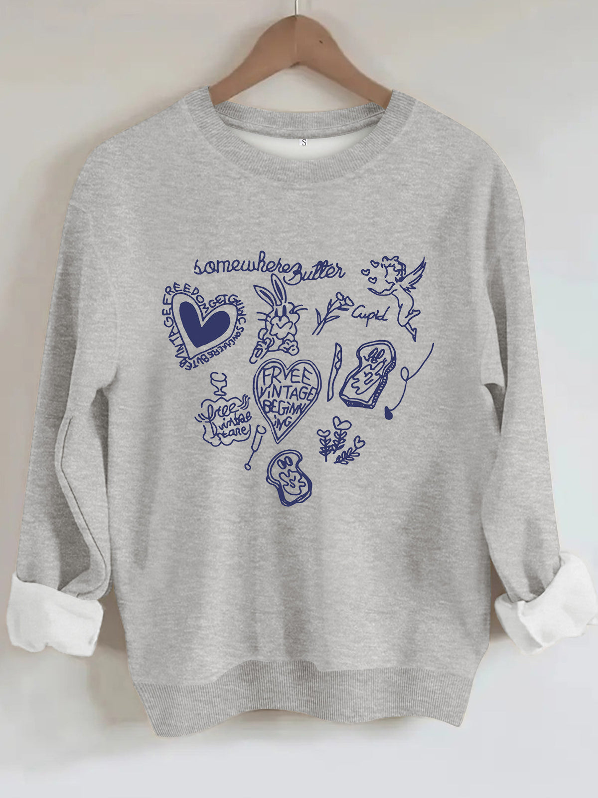 Round neck long sleeved sweatshirt