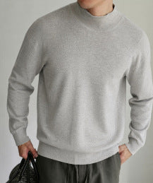 Half high neck long sleeved pullover sweater