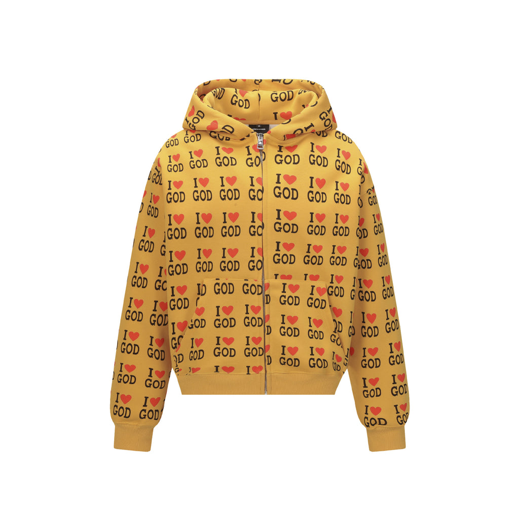 Letter Print Zip Up Hoodie Drop Shoulder Loose Fit Unisex Jacket