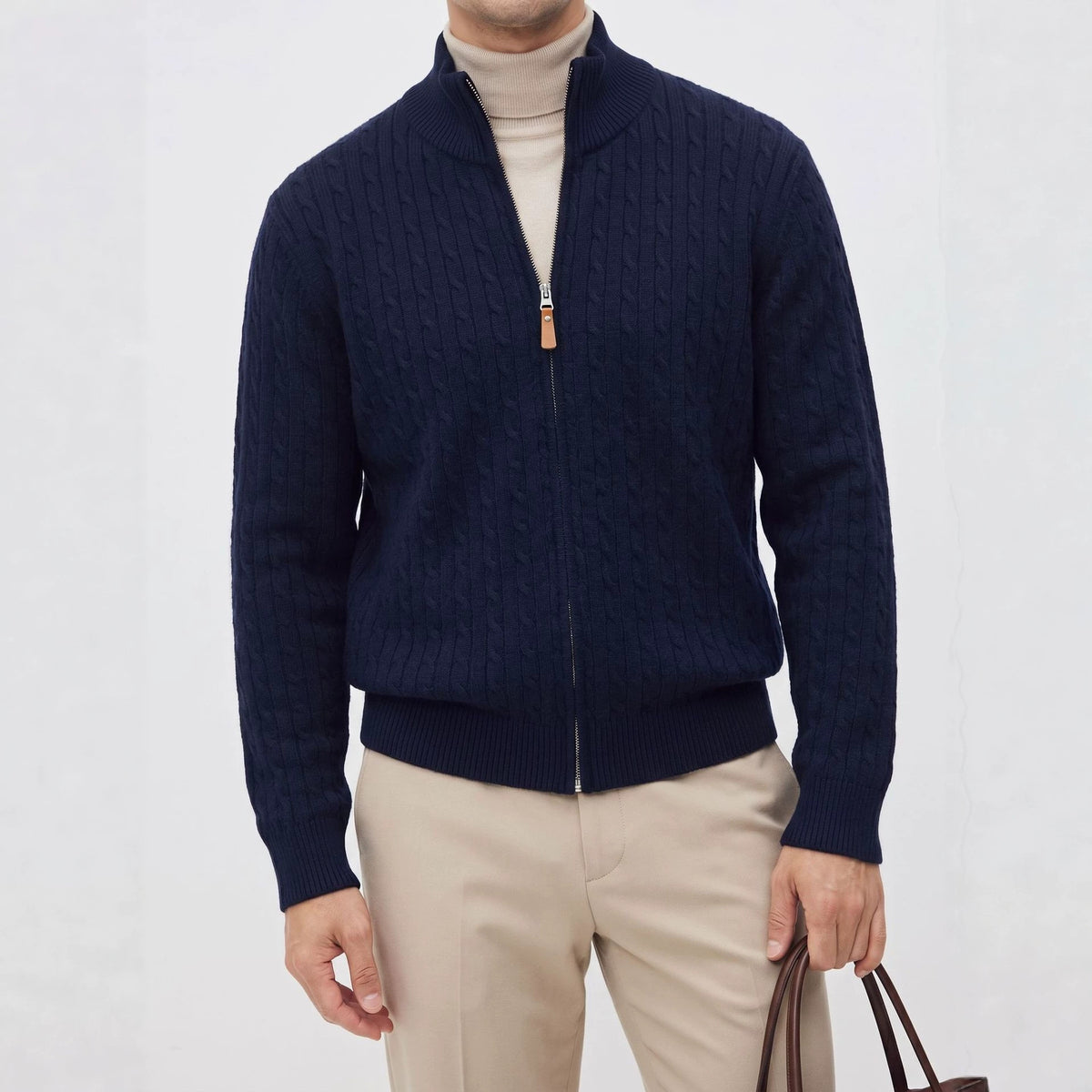 Cardigan stand up collar sweater