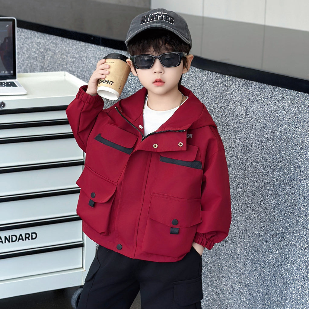 Kids Boys Outdoor Windbreaker Jacket Spring Autumn Hiking Coat