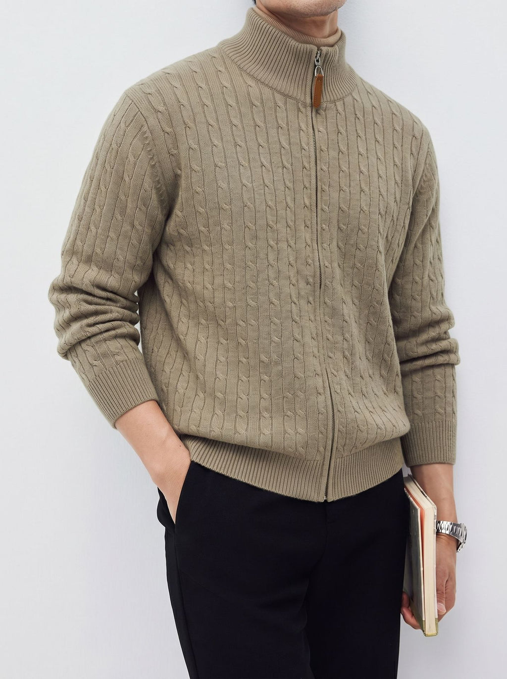 Cardigan stand up collar sweater